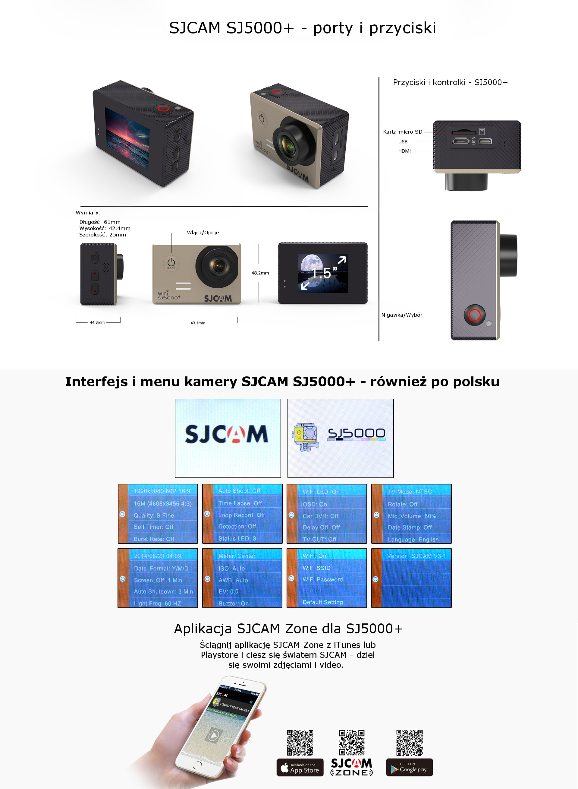 Specyfikacja kamery SJCAM SJ5000 Plus